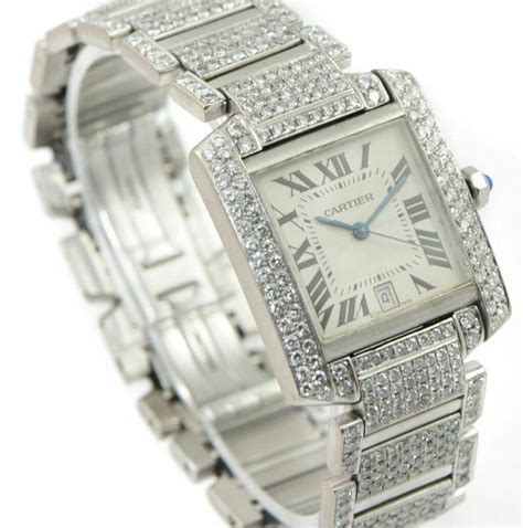 cartier tank watch with diamonds|cartier tank francaise diamond watch.